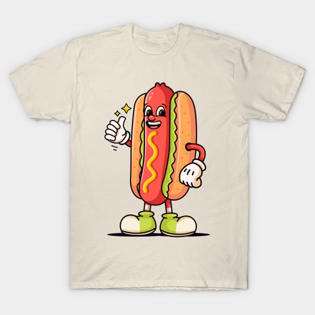 Hotdog cartoon mascot T-Shirt by Vyndesign